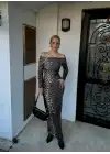 Leo Madonna Yaka Leopar Elbise