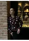Lina Bordo Gold Düğmeli Leopar Yumoş Triko Hırka