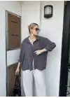 Massia Antrasit Tensel Oversize Gömlek