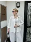 Massia Beyaz Tensel Oversize Gömlek
