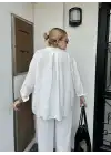 Massia Beyaz Tensel Oversize Gömlek