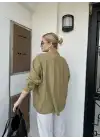 Massia Çağla Yeşil Tensel Oversize Gömlek