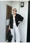 Massia Siyah Tensel Oversize Gömlek