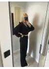 Siyah Hırka/Pantolon/Crop Üçlü Takım
