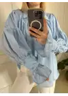 Soleil BebeMavi Fırfırlı Volanlı Gömlek