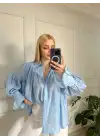 Soleil BebeMavi Fırfırlı Volanlı Gömlek