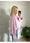 Soleil Pembe Fırfırlı Volanlı Gömlek