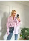 Soleil Pembe Fırfırlı Volanlı Gömlek