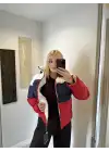 Üç Renkli Kapüşonlu Şişme Mont