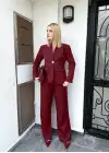 Velvet Bordo Gold Büyük Tek Düğmeli İç Astarlı Beyaz Blazer Ceket