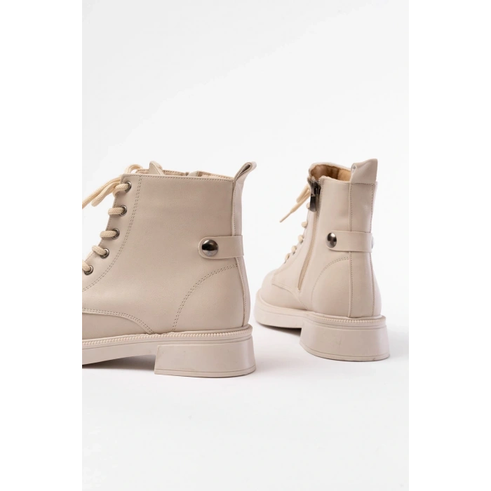 02-2003 Bej Bağcıklı Fermuarlı Günlük Kadın Bot