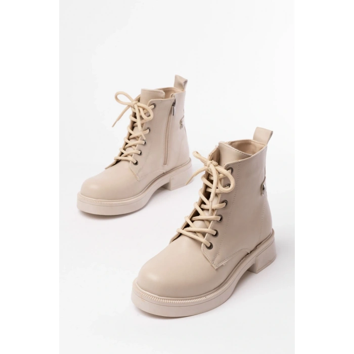 02-2003 Bej Bağcıklı Fermuarlı Günlük Kadın Bot