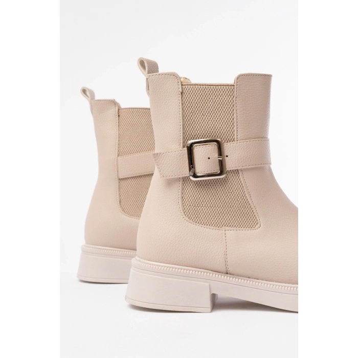 02-2004 Bej Toka Aksesuarlı Lastikli Günlük Kadın Bot