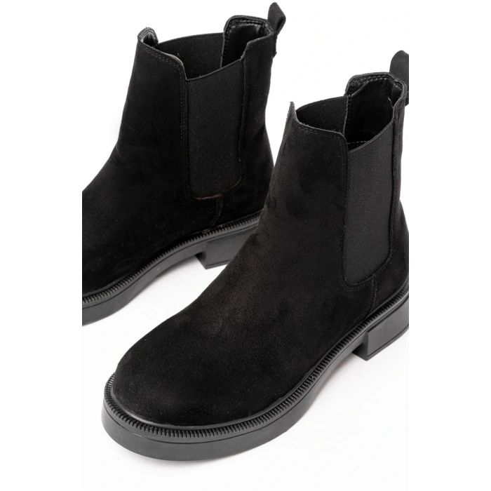 02-2137 Siyah Süet Lastikli Günlük Kadın Bot