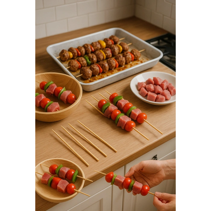100 ADET BAMBU ÇÖP ŞİŞ & YANMAZ BAMBU ŞİŞ & 30 CM & AİRFRYER ÇÖP ŞİŞ