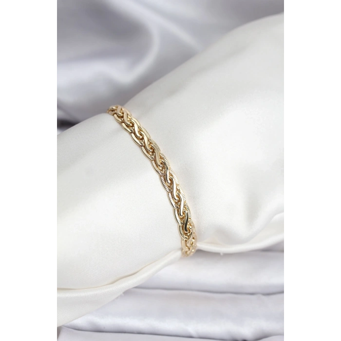 14K Gold Renk Kaplama Lazer Zincir Model CM Kadın Bileklik