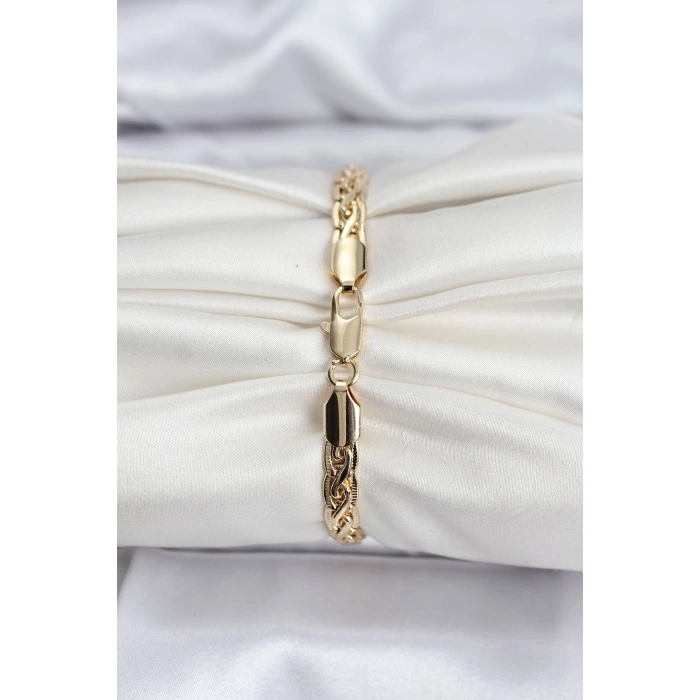 14K Gold Renk Kaplama Lazer Zincir Model CM Kadın Bileklik