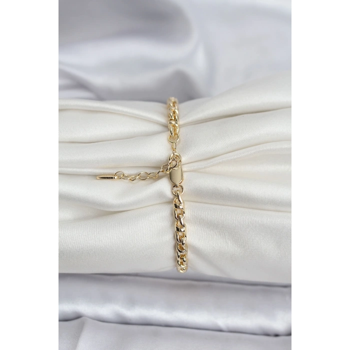 14K Gold Renk Kaplama Zincir Model Kadın CM Bileklik