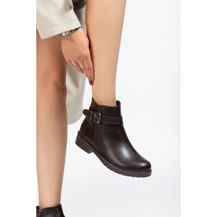 165-204/1 Kahve Kroko Toka Aksesuarlı Fermuarlı Günlük Kadın Bot