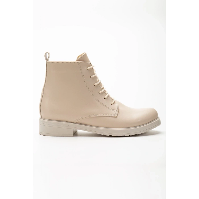 165-225 Bej Cilt Bağcıklı Fermuarlı Günlük Kadın Bot