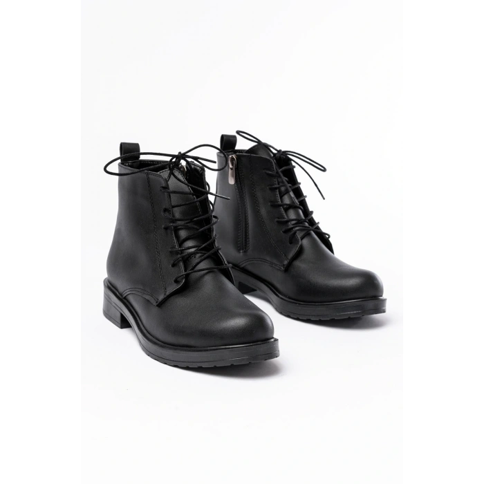 165-225 Siyah Bağcıklı Fermuarlı Günlük Kadın Bot