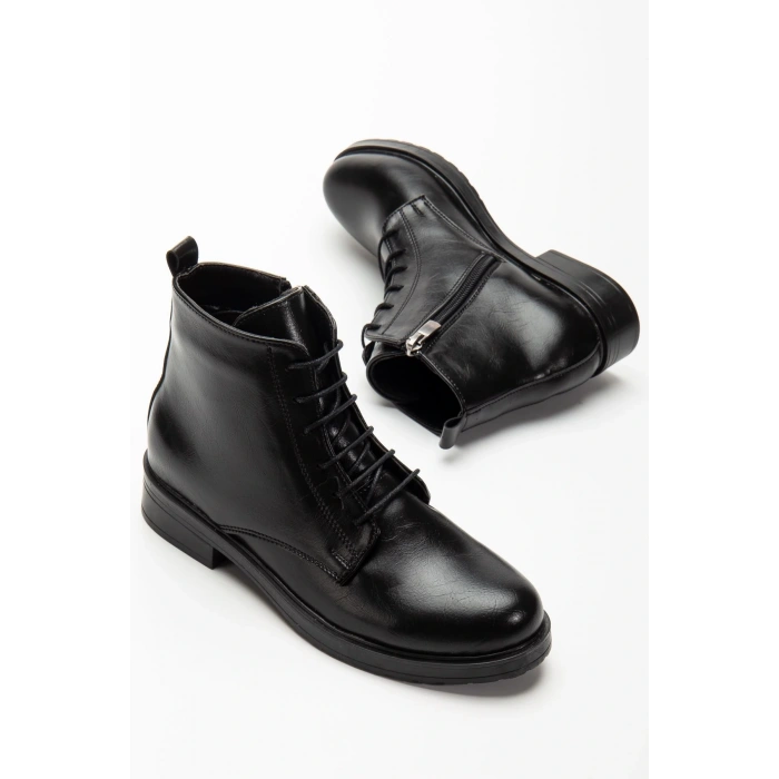 165-225 Siyah Yanki Bağcıklı Fermuarlı Günlük Kadın Bot