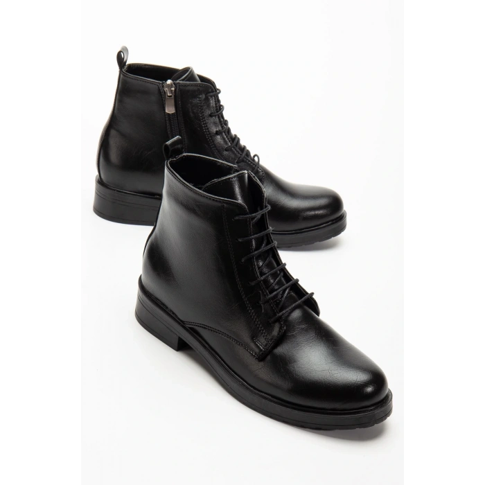 165-225 Siyah Yanki Bağcıklı Fermuarlı Günlük Kadın Bot