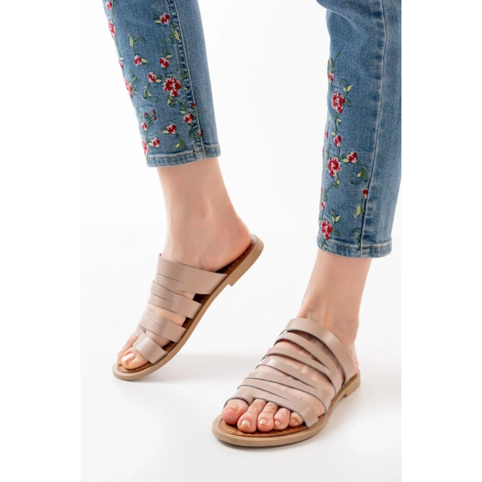 169-082 Nut Ortopedik Hakiki Deri Kadın Terlik