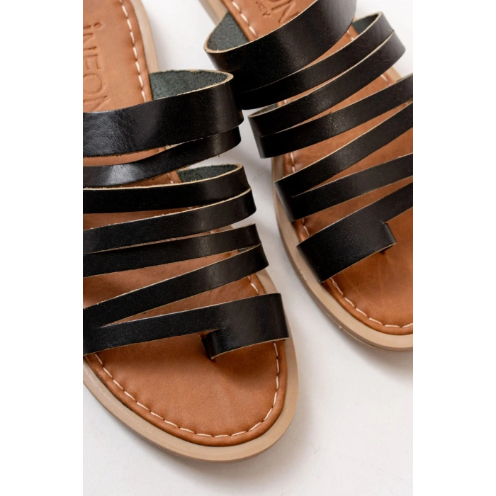 169-082 Siyah Ortopedik Hakiki Deri Kadın Terlik