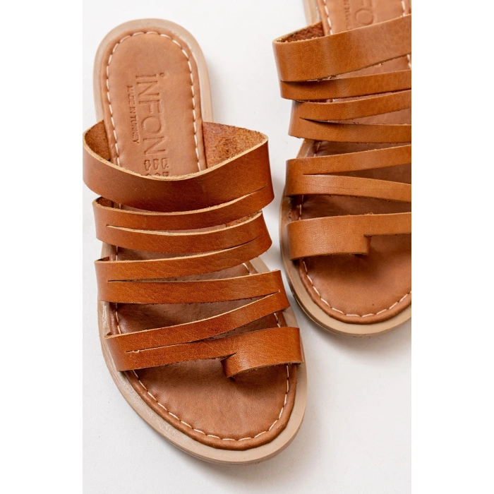 169-082 Taba Ortopedik Hakiki Deri Kadın Terlik