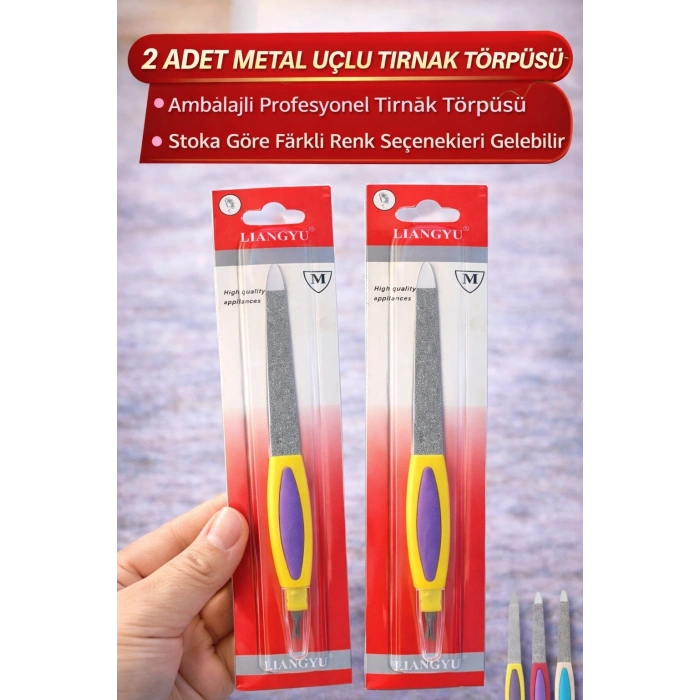 2 Adet Metal Uçlu Tırnak Törpüsü Blister Ambalajlı Profesyonel Manikür Törpüsü