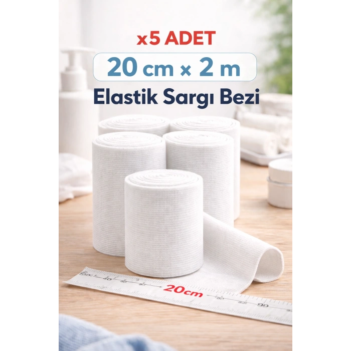 20 CM x 2 M Hidrofil Sargı Bezi Pamuklu Gazlı Bez Kısa Metraj Medikal Sarım Bezi 5 Adet