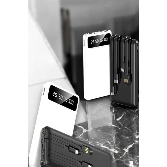 20.000 Mah Led Işıklı LCD Ekran USB Girişli Type-C Lightning Powerbank