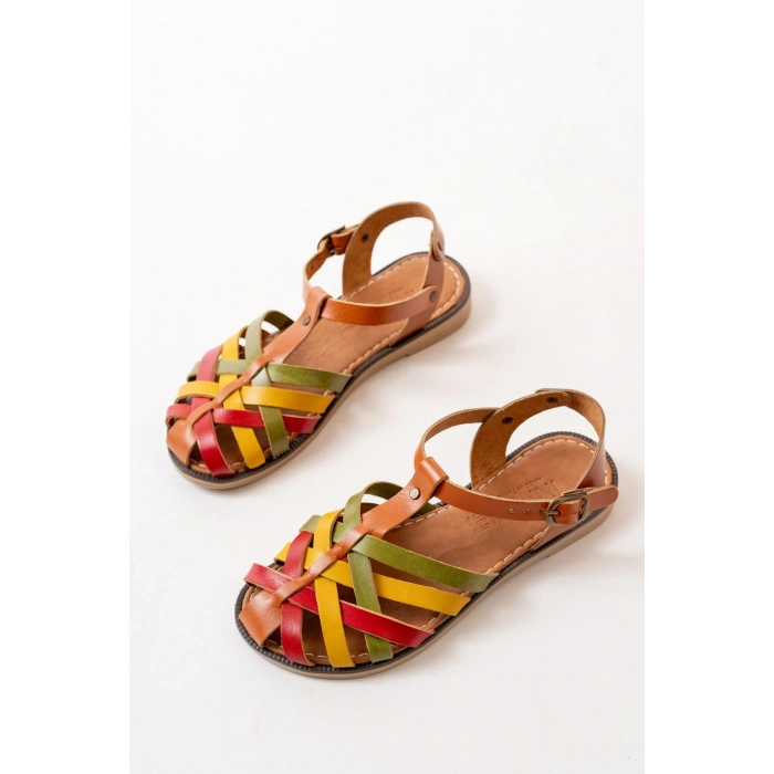 205-02 Multi Ortopedik Hakiki Deri Kadın Sandalet