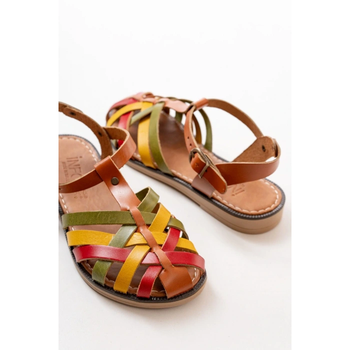 205-02 Multi Ortopedik Hakiki Deri Kadın Sandalet