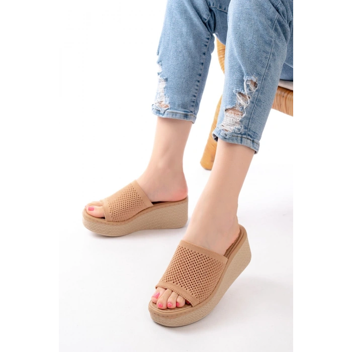 232-460 Nut Triko Günlük Ortopedik Dolgu Topuk Kadın Terlik