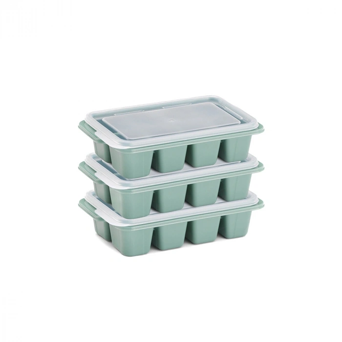 3lü Mini Buz Kalıbı - Küp Şekilli - Kapaklı - Plastik