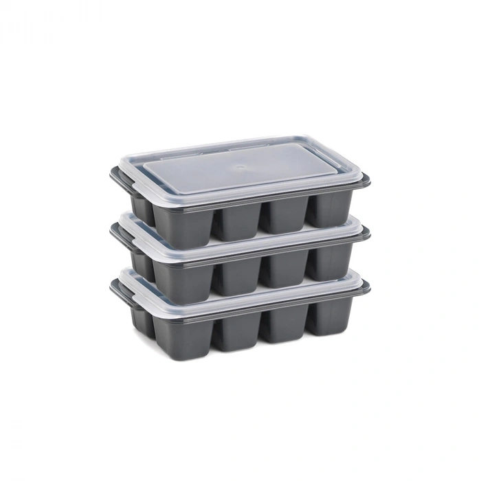 3lü Mini Buz Kalıbı - Küp Şekilli - Kapaklı - Plastik
