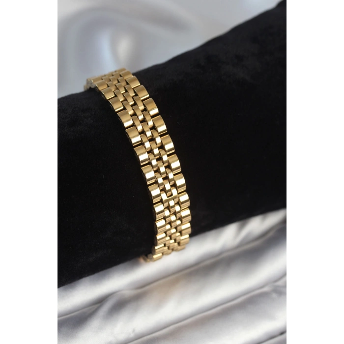 316L Çelik 12 mm Kalınlıkta Gold Renkli Erkek Bileklik