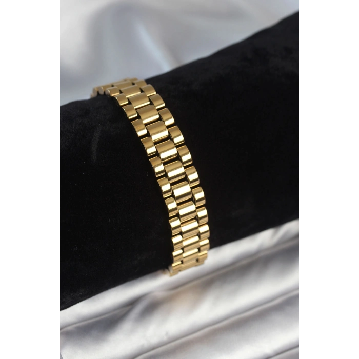 316L Çelik Gold Renk 12 mm Kalınlık Erkek Bileklik