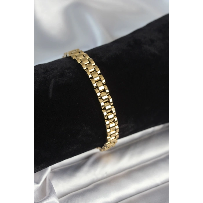 316L Çelik Gold Renk 7 mm Kalınlık Erkek Bileklik