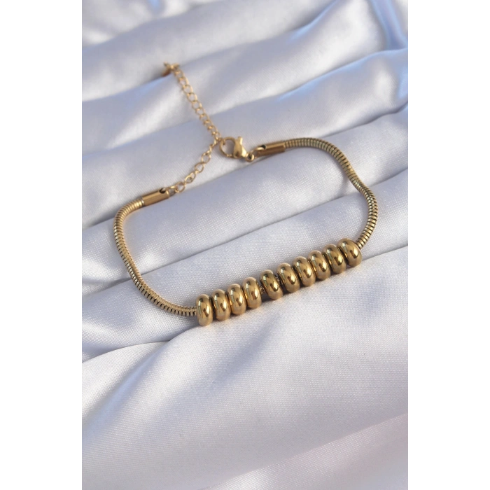 316L Çelik Gold Renk Oval Figürlü Bileklik