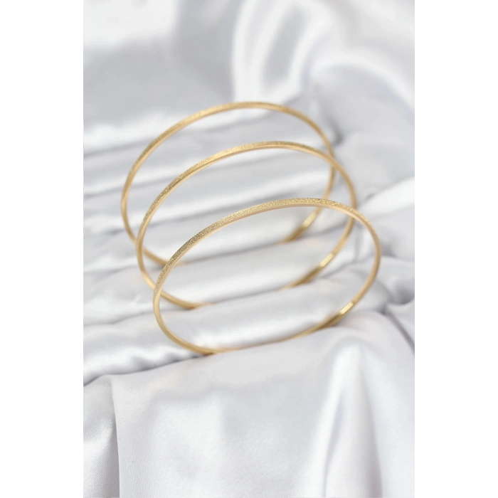 316L Çelik Gold Renk Simli Model Ajda 65 mm Kadın Bileklik