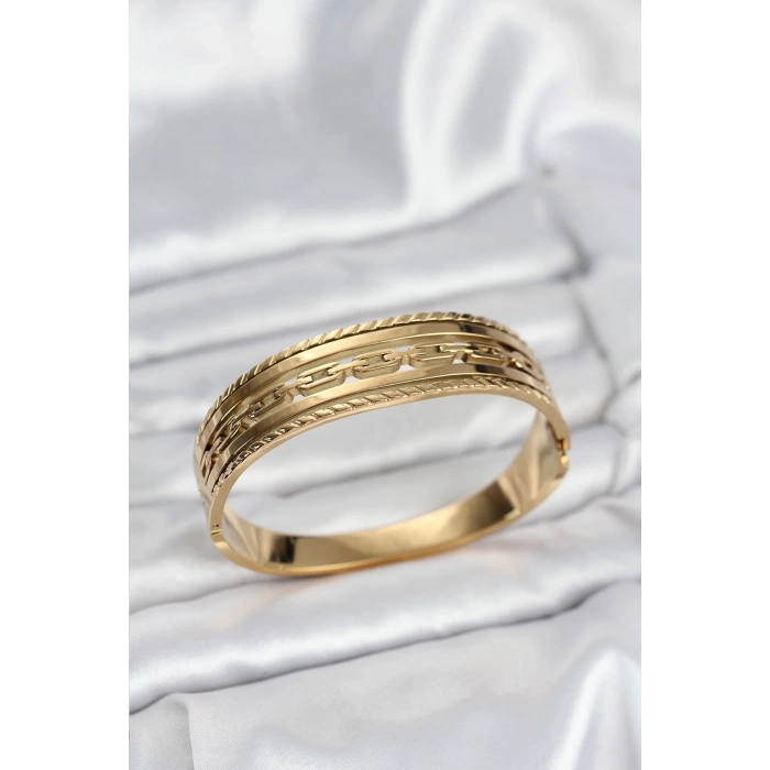 316L Çelik Gold Renk Vintage Model Kadın Kelepçe Bileklik