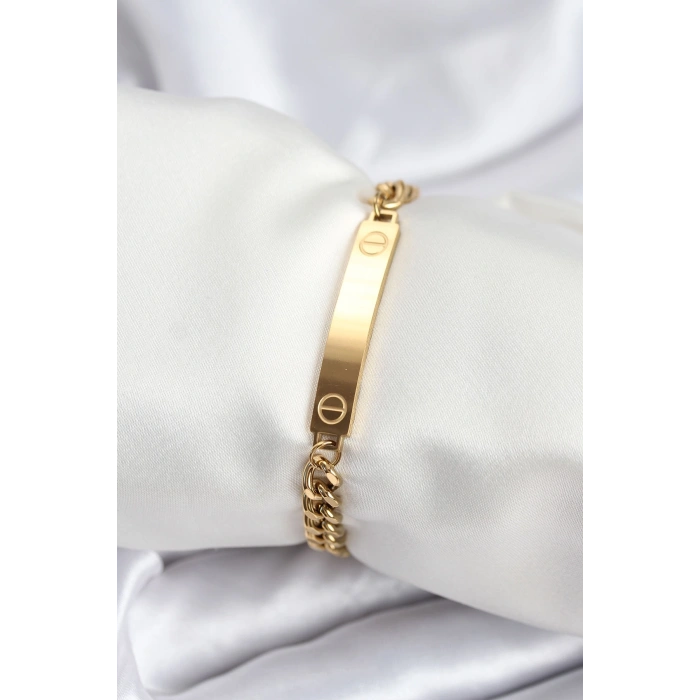 316L Çelik Gold Renk Yazı Yazmaya Uygun Kadın Bileklik