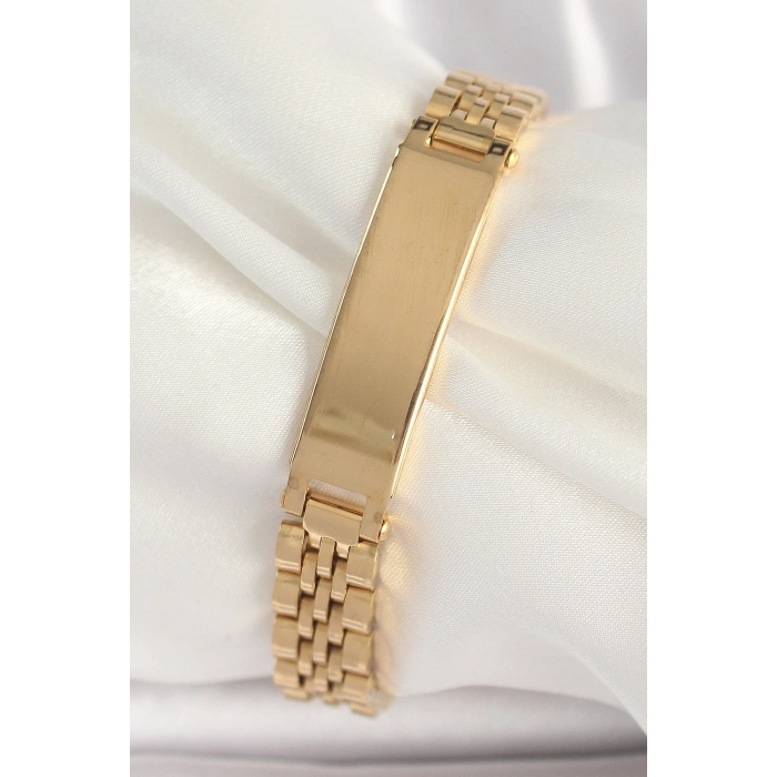 316L Çelik Gold Renk Zincir Künye Model Erkek Bileklik
