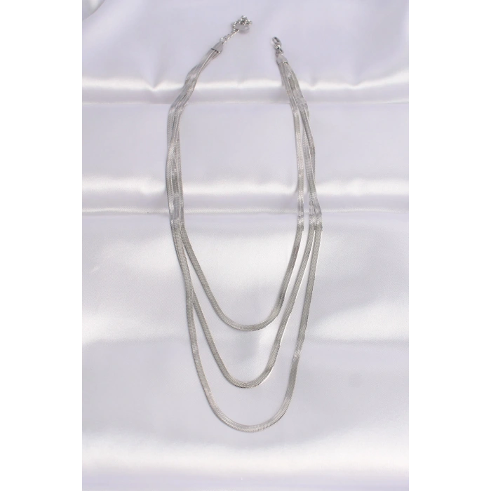 316L Çelik İtalyan Zincir Gümüş Renk Çoklu Kolye