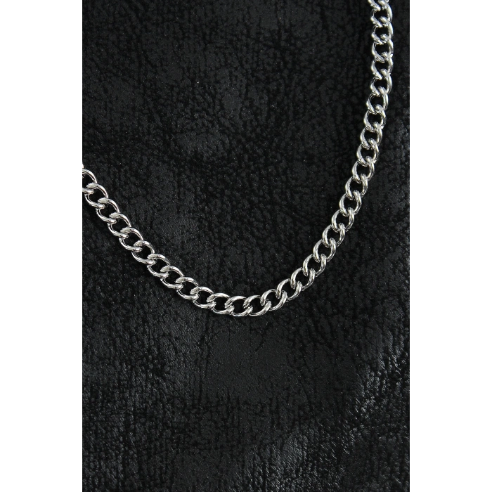 316L Çelik Klasik Oval Zincir Model Gümüş Renk Erkek Kolye