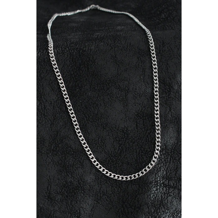 316L Çelik Klasik Zincir Model Gümüş Renk Erkek Kolye