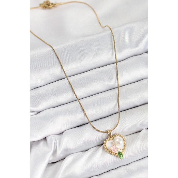 316L Çelik Sanatsal Portre Model Gold Renk Kadın Kolye